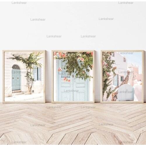 Abstract Pastoral House Flowers Door Landscape Oil Painting Hd Print On Canvas Garden Poster Wall Art Picture for Living Room