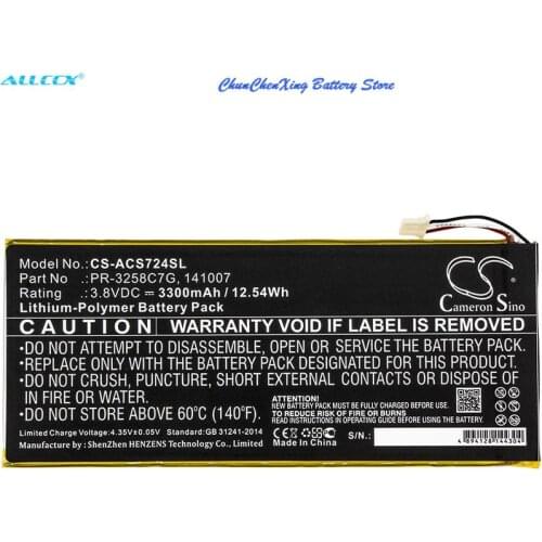 Cameron Sino 3300mAh Battery 141007,KT.0010N.001,PR-3258C7G for Acer A1-734,Iconia Talk S