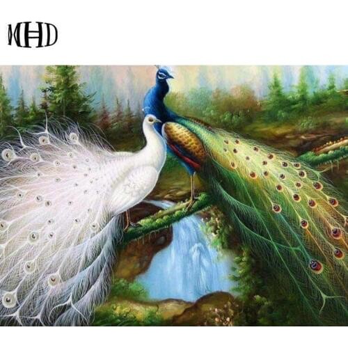 Diamond Embroidery Peacock Crystal Home Decor Animal Picture Full Round DIY Diamond Cross Stitch Diamond Painting Mosaic Peacock