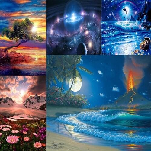 Diamonds Painting 5d Diy Full of round diamond home embroidery Decoration Beautiful scenery moonlight