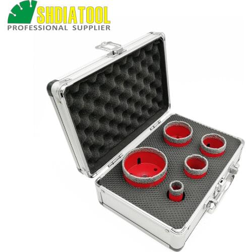 SHDIATOOL 5pcs/set Dia 20/35/40/50/68mm Vacuum Brazed Diamond Drill Bit M14 Drilling Core Bits Marble Ceramic Hole Saw