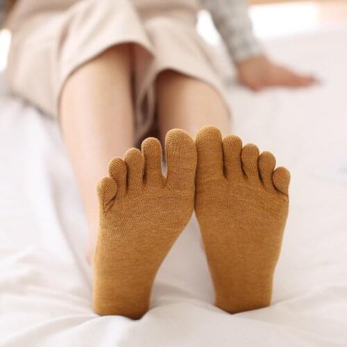 Anewmorn Spring Summer Invisible Cotton Woman’sToe Socks Asakuchi Solid Color Ladies Socks Toes Apart Japanese Simple Style Sox