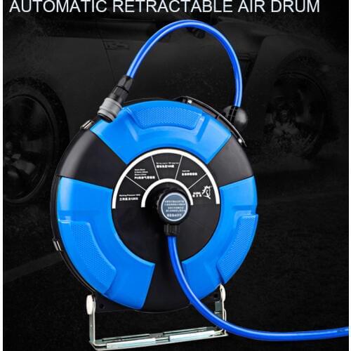 Auto Beauty Automatic Retractable Coiler Auto Repair Air Drum Pneumatic PU Pinch Tube Air Line Duct Recycling Reel