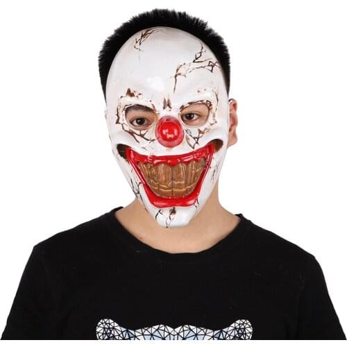 White Cracked Clown Mask Horror Props Ball Show Scary Carnival Dress Up Masquerade Show Decoration Masquerade Performance