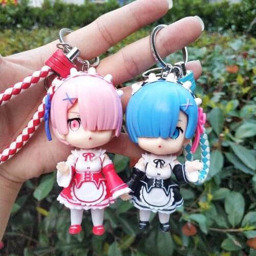 Cosmile Keychain Anime From Different Life In The World Rem Lahm PVC Keyring Pendant Hanged Limit Cosplay Xmas Gift