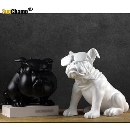 Bulldog Artificial Dog Best Gift A dog statue of a craft industrial decor escultura statues for decoration home accessories