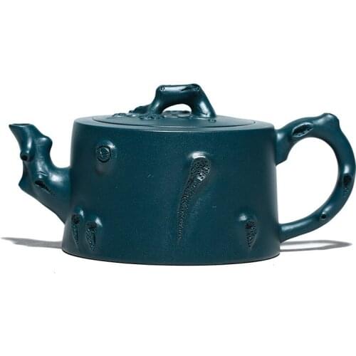 Yixing Purple Clay Teapot, Zisha, Tea Set, Drinking Set, Tea Drinking, Handmade, Green Clay Stump Teapot,Drinkware for Green Tea