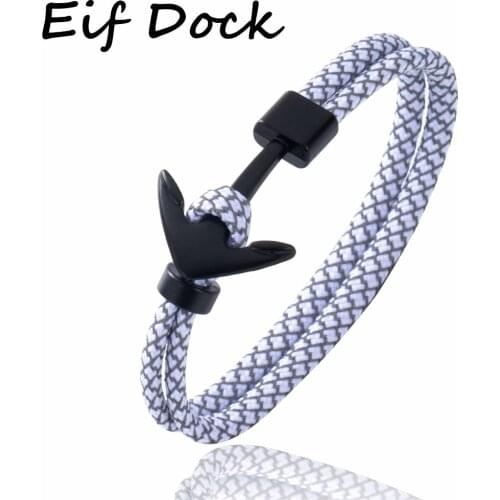 Eif Dock 2020 New Couple Bracelets Fashion Alloy Anchor Bracelets Bangles braided Polyester Rope Bracelets for Women Men Gifts