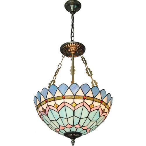 European Classic Blue&White Inverted Lamp E27 Modern Creative Stained Glass Pendant Light Indoor Lighting For Living Room PL804
