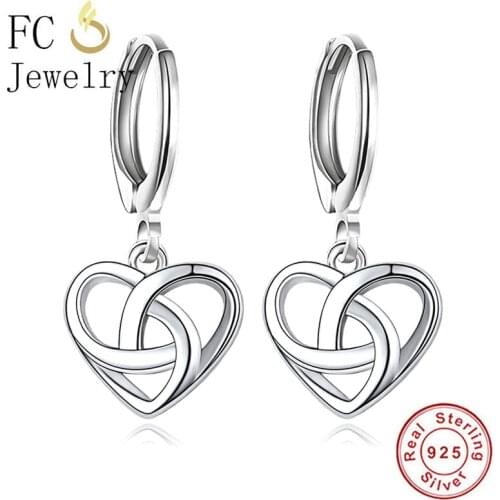 FC Jewelry 925 Silver Heart Infinity Hoop Earring Accessories Boucles Doreilles For Women Valentine Wedding Oorbellen 2020 DIY