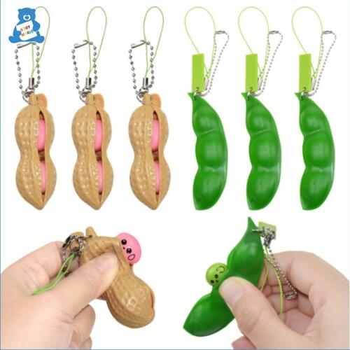 Fidget Squeeze Toys Pack Set Push Pop Peas Beans Mini Keychain Toys Decompression Edamame Toys Office Anti Stress Adult Kids Toy