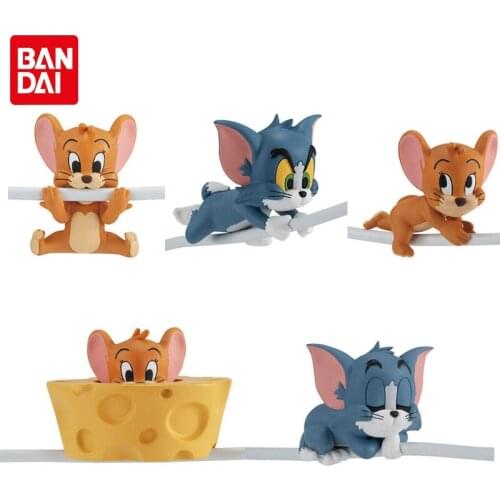 Bandai Genuine Gashapon Toys Tom and Jerry Hug Data Cable Series Doll Action Figure Collection Model Toys Gifts For Children