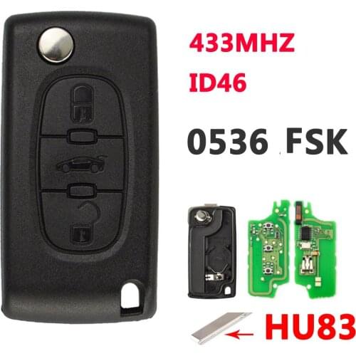 XNRKEY 3B Flip Key For Peugeot Citroen Blade HU83 0536 FSK
