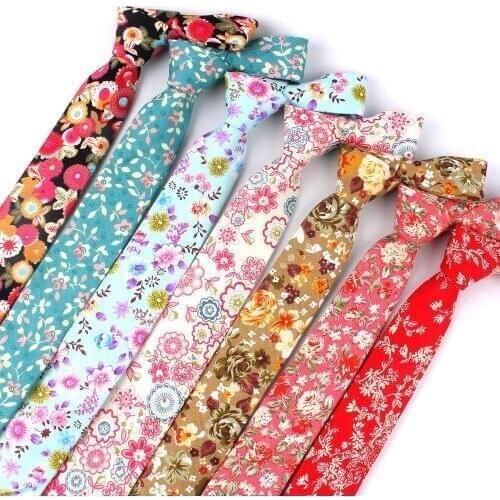 Floral Print Neck Tie For Men Casual Men Ties Fashion Cotton Mens Necktie For Wedding Business Suit Tie