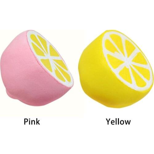 2018 New Soft Slow Squishy Rising Stress Relieving Half Pink Yellow Lemon Fruit Anti-stress Toys Gift for Baby Children Grownups