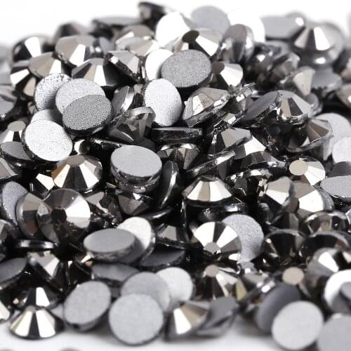 Jet Hematite 3D Nail Art Decorations ss3 ss4 ss5 ss6 ss8 ss10 ss12 ss16 ss20 ss30 ss34 Crystal Non HotFix Rhinestones