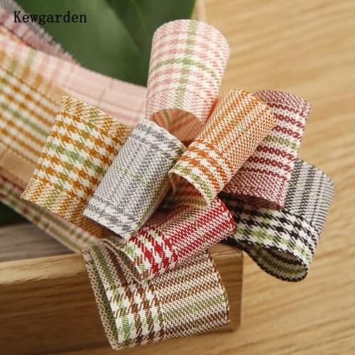 Kewgarden DIY Hair Bowknot Corsage Sewing Accessories Webbing Plaid Polyester Ribbon 1.5" 1" 38 25mm 10mm Handmade Tape 10 Yards