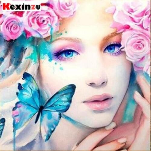 Kexinzu Full 5D DIY fashion Square Diamond Paintin Girl 3D Embroidery Cross Stitch Rhinestone Mosaic Home Decor K5123