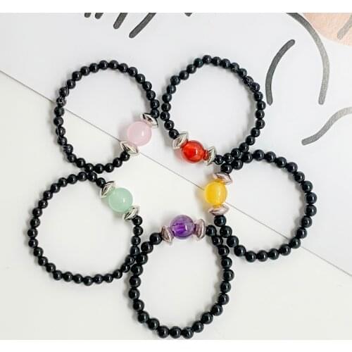 Handmake Natural Stone Jewelry for women Black Cassic Bead Turquoises Amethyst Adjustable Rings Charm Cystals Gifts Ring Set