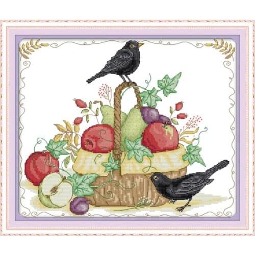 Harvest Fruit Basket Cross Stitch Kits Printed Fabric 14CT 11CT DMC Stamped Cross Stitch Kits Handmade Embroidery Needlework Set