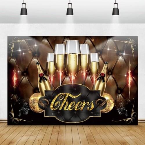 Laeacco Dark Headboard Cheers Champagne Photography Backdrop Bar Birthday Party Decor Baby Photocall Background For Photo Studio