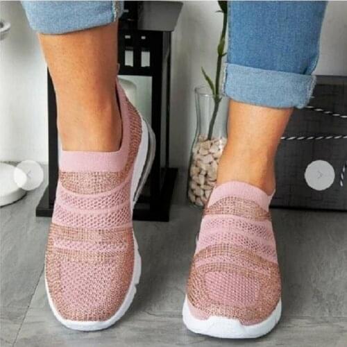 Summer Womens Sports Shoes Vulcanized Shoes Sports Shoes Womens Mesh Flat Shoes Womens Large Size Loafers Womens Shoes