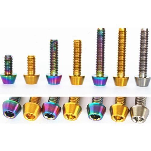 4 PCS M4 x8-20mm Titanium GR5 Titanium Cone head Bolts For Bike Rear Derailleur