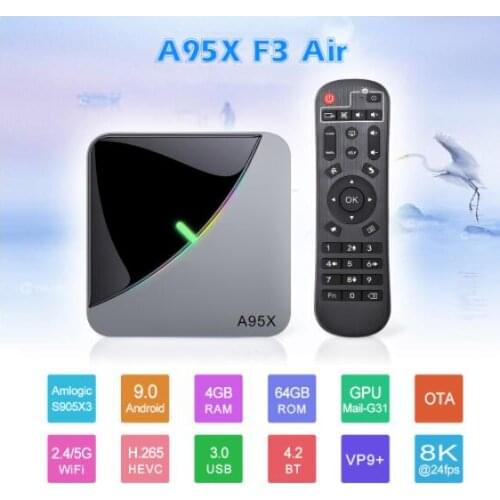 Media-Player A95x f3 AIR 20pcs Tv Box android Y0ute Wifi Amlogic S905x3 Light 4K 4GB