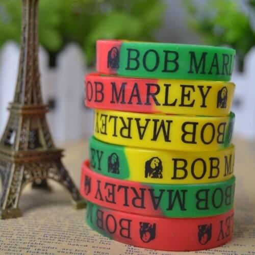 Trendy Charms Bob Marley ONE PIECE KEY Anime Cosplay Wristband Silicone Bracelet Sport Wrist Band 5pcs Bracelets for Unisex