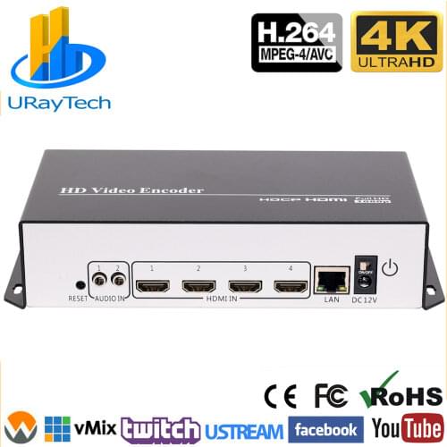 MPEG4 H.264 4 Channels 4K HDMI to IP Video Encoder IPTV 1080P 1080i Live Streaming Broadcast Encoder with RTSP HLS UDP RTP RTMP