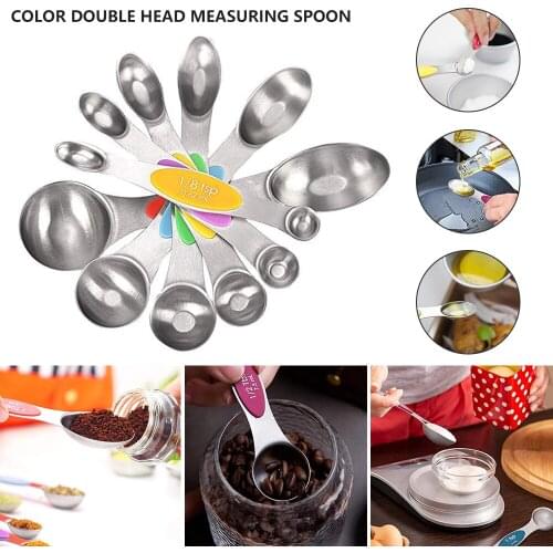 6pcs Magnetic Measuring Spoons Set Heavy Duty Dual Sided Stainless Steel Metal Teaspoons Tablespoons for Liquid Solid