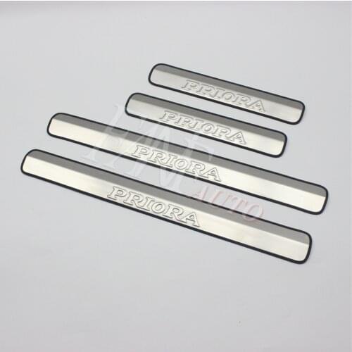 Stainless Steel Door Sill Scuff Plate Guard Sills Protector Trim For Lada Priora 2007-2018