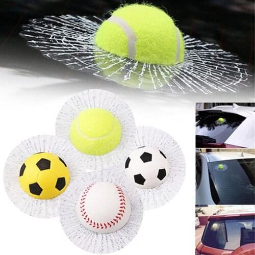 Novelty Jokes Toys Broken Glass Ball Hits Car Window 3D Sticker Baseball Football Tennis Stickers Toy For HONDA Dudi BMW