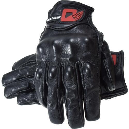 New Stretchable Breathable Motorcycle Genuine Leather Gloves Racing Gloves Armor Gloves Non-porous Hidden Shell M L XL
