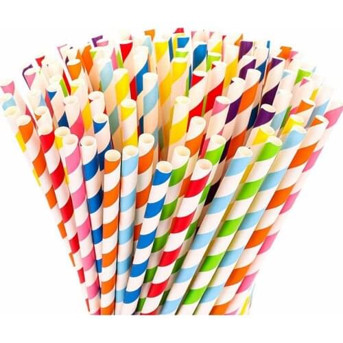25pc Paper Straws Striped Disposable Party Paper Drinking Straw Tableware Wedding Birthday Party Decoration Baby Shower Supplies