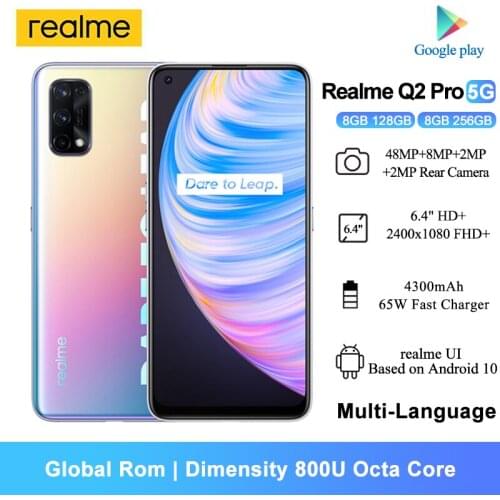 Realme Q2 Pro 5G Mobile Phone 8GB RAM 6.4'' FHD+ Dimensity 800U Octa Core 48MP Rear Camera 4300mAh Battery Android Mobile phone