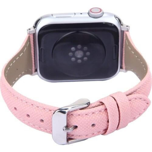 Blue Pink Genuine Leather Slender Wrist Watchband for Apple Watch 6 5 44mm 40mm 38mm 42mm Bracelet Iwatch 4 3 2 Factory Outlets