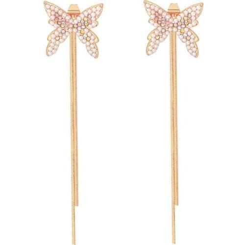 S925 Silver Needle Butterfly Earrings 2020 New Trendy Female Earrings Temperament Simple Net Red Earrings Tassel Earrings