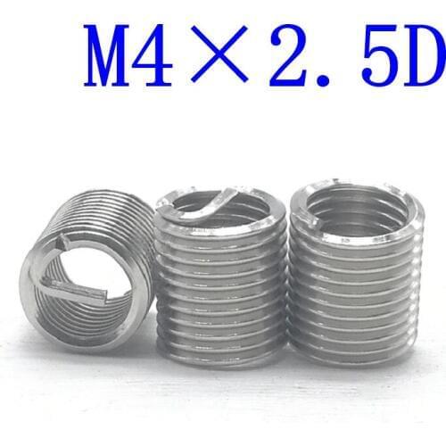 50Pcs M4*2.5D Stainless Steel Coiled Wire Helical Screw Thread Inserts M4 Screw Bushing self tapping thread repair tool