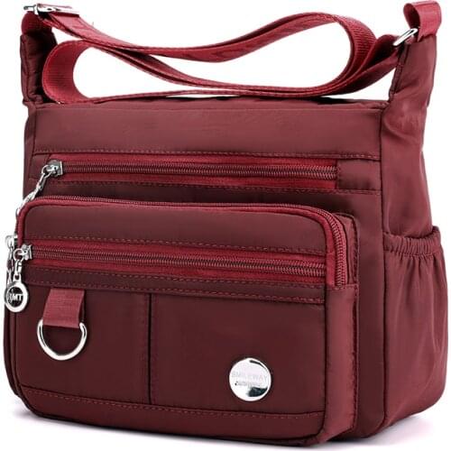 Women Fashion Solid Color Zipper Waterproof Nylon Shoulder Bag Female Crossbody Bag Ladies Bolsa Waterproof Travel Messenger Bag