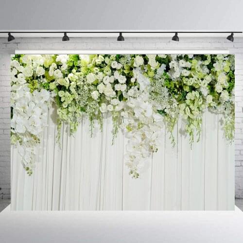 Wedding backgrounds for photography bridal shower photo booth backdrop white rose party decoration vinyl floral studio props129