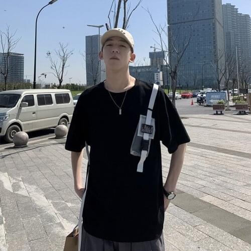 Side Pockets Color Block Patchwork Streetwear Tees Shirts 2021 Hip Hop Casual Short Sleeve Tshirts Tops