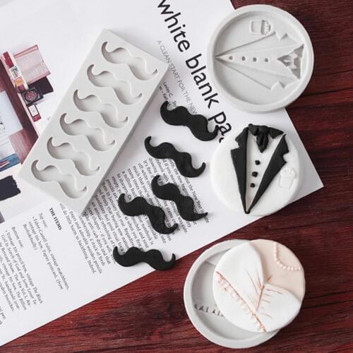 Moustaches Full Dress Silicone Mold Fondant Cake Decorating Tools Sugarcraft Cookie Mold