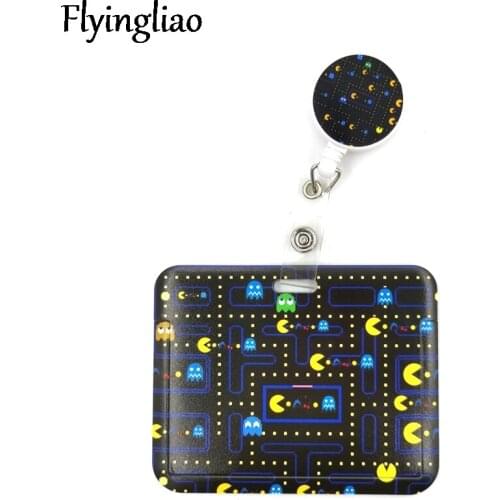 Funny Game Cartoon Cute Cute Card Cover Clip Lanyard Retractable Student Nurse Badge Reel Clip Cartoon ID Card Badge Holder