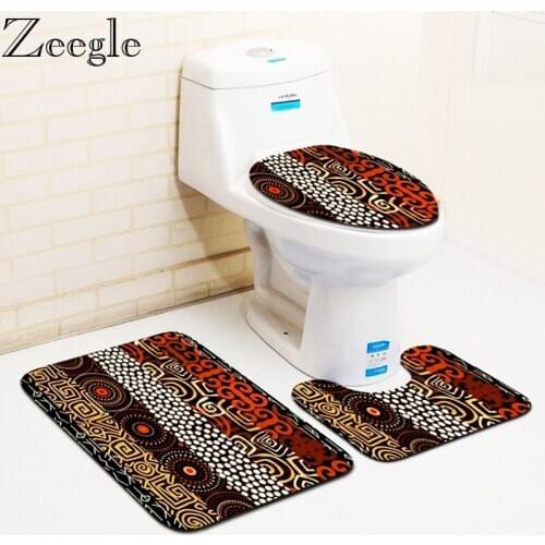 Zeegle Black Stripe Bathroom Carpet 3pieces Anti-Slip Home Bathroom Floor Mats Decoration Absorbent Bath Mats Toilet Rugs