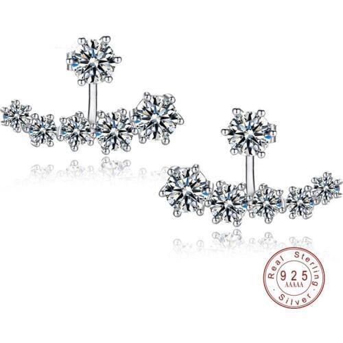 New Fashion Silver Color Shiny AAA Cubic Zirconia Crystal Beads Neckband Stud Earrings for Women Wedding Bijoux Brincos