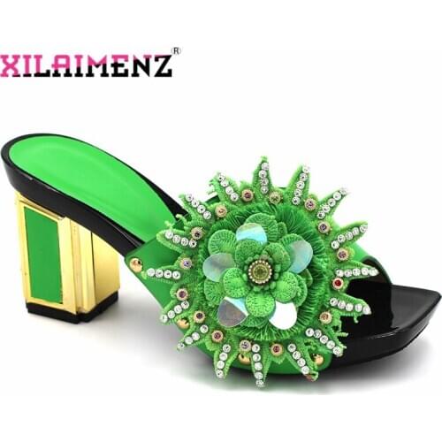 2020 Summer Special Color INS Hot Sellinig Italian Design Shoes with Appliques African Ladies Comfortable Heels Slipper