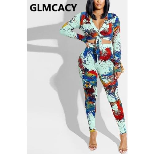 Women Two Piece Shirt Set Long Sleeve Tie Front Button Up Shirt & Slim Pants Set