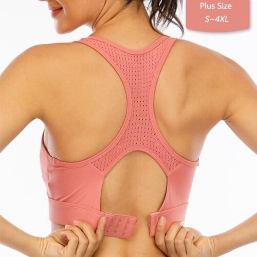 S-4XL Sports Top Yoga Bras Women Gym Shirts Breathable Mesh Sports Bra Crop Big Lady Push Up Brassiere Sexy Sportswear Plus Size