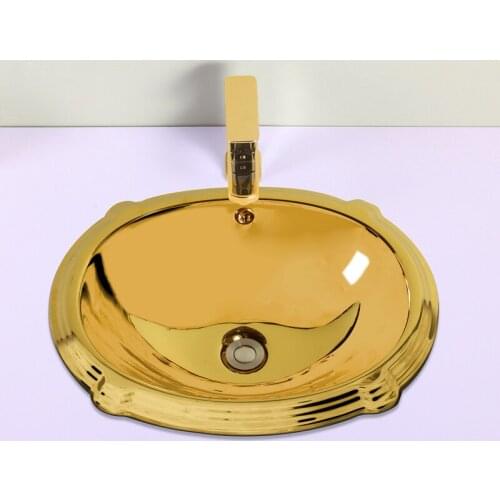 Golden under stage basin European hotel KTV color wash basin embedded light luxury wash basin 8820